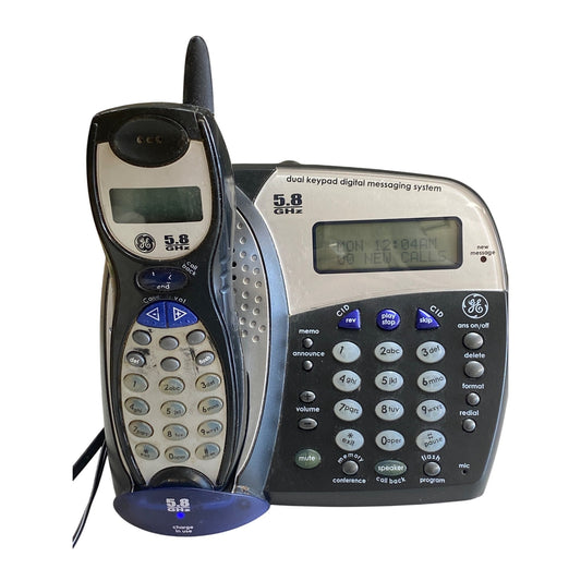 GE 5.8 GHz Cordless Phone With Dual Keypad Digital Messaging System