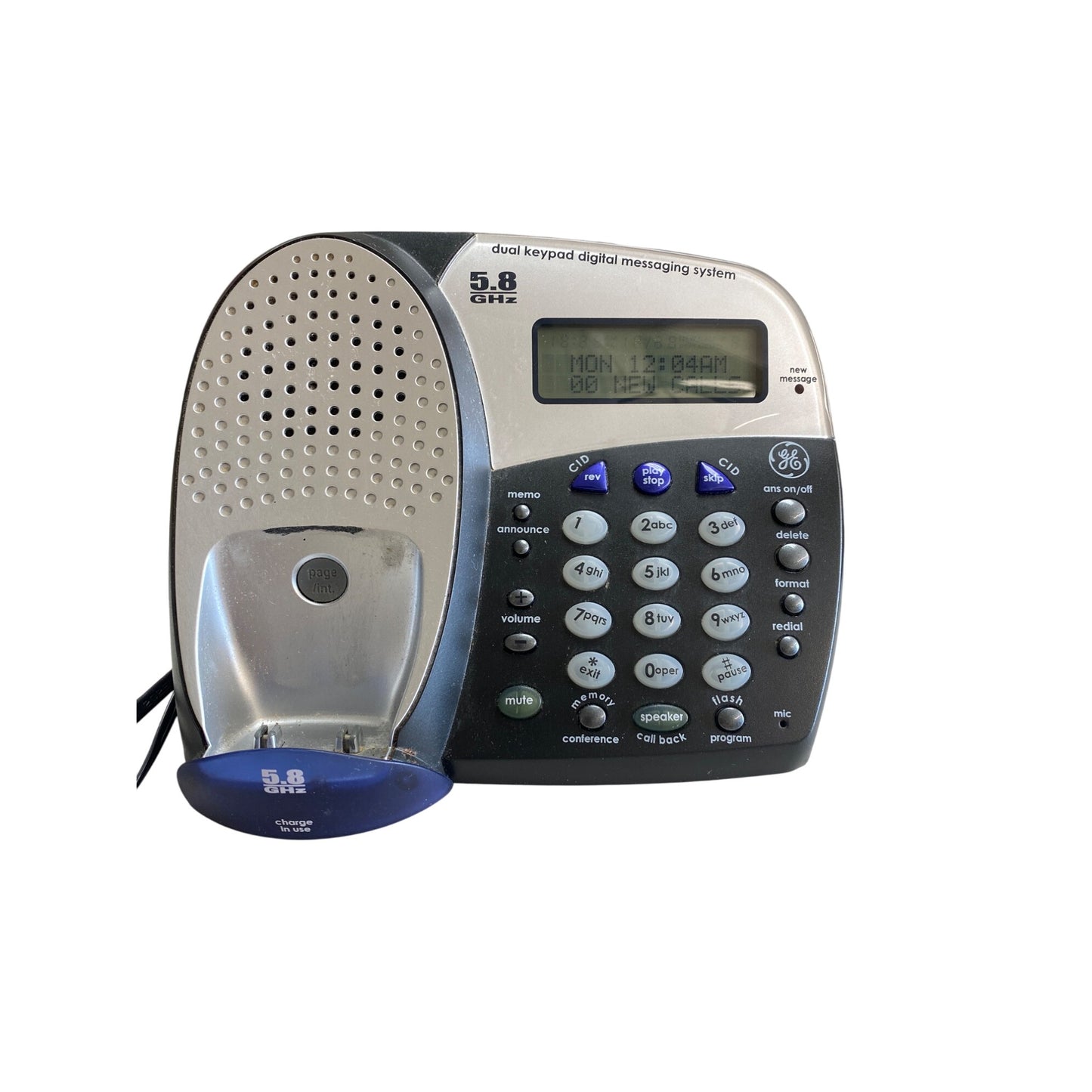 GE 5.8 GHz Cordless Phone With Dual Keypad Digital Messaging System