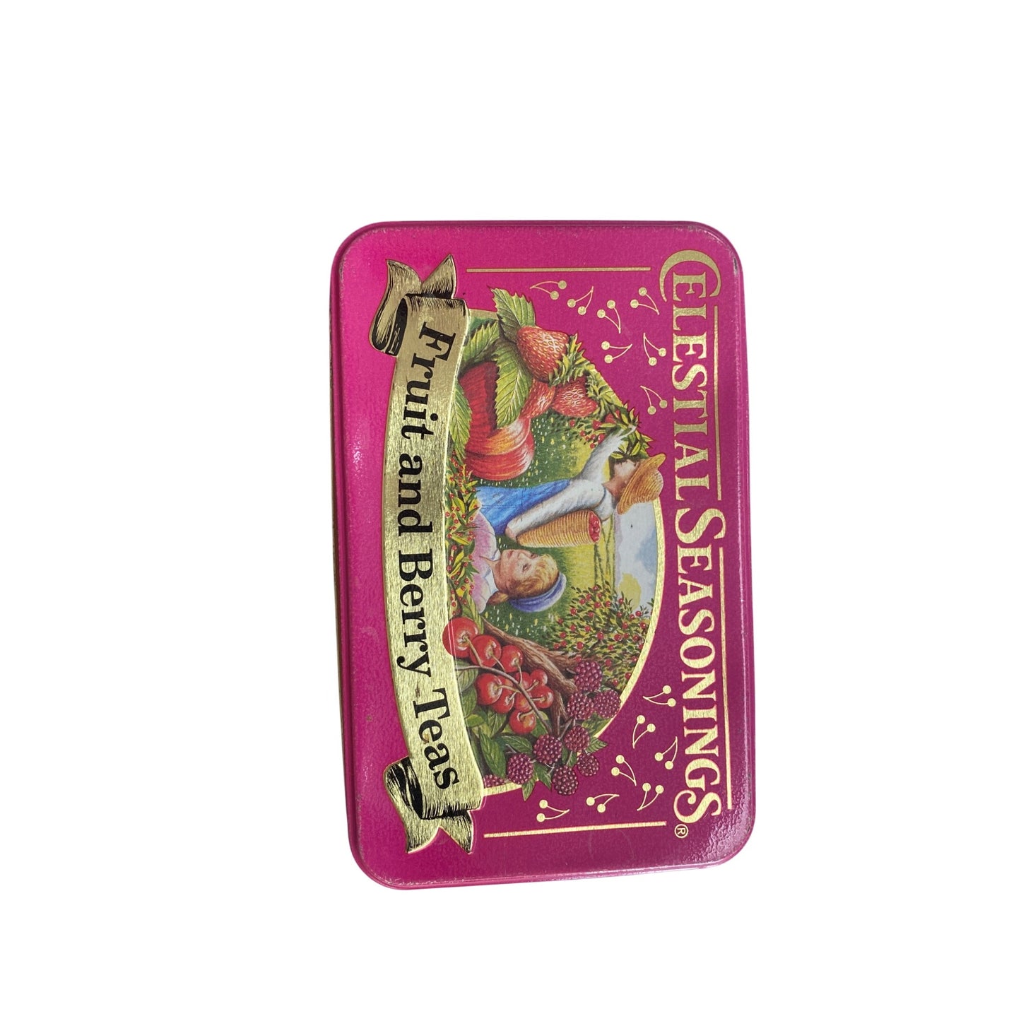 Celestial Seasonings Fruit & Berry Teas Pink Metal Tin Box Decorative Storage