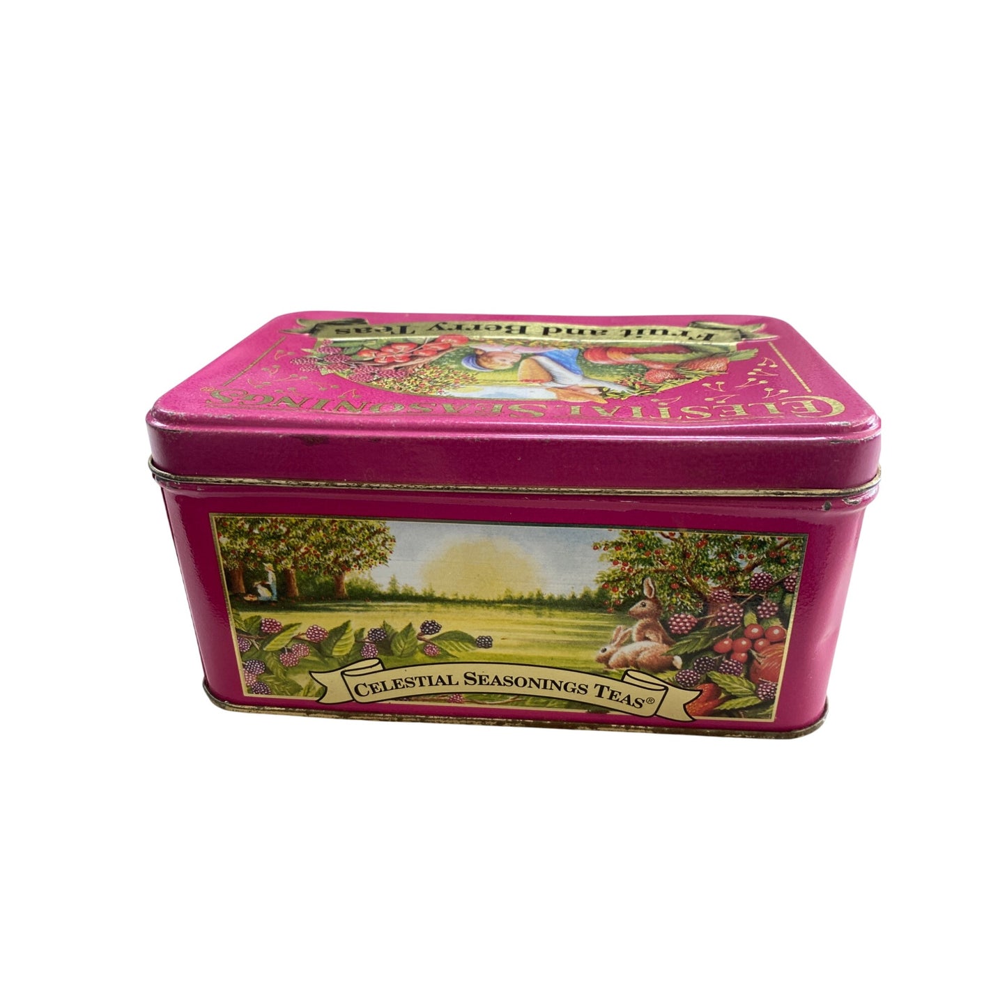 Celestial Seasonings Fruit & Berry Teas Pink Metal Tin Box Decorative Storage