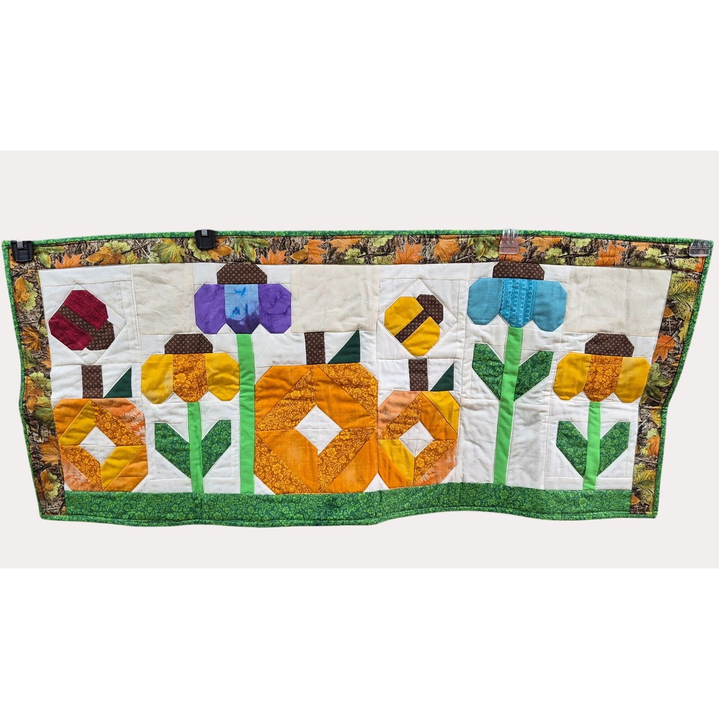 Handmade Floral & Pumpkin Patchwork Quilted Wall Hanging/Table Runner