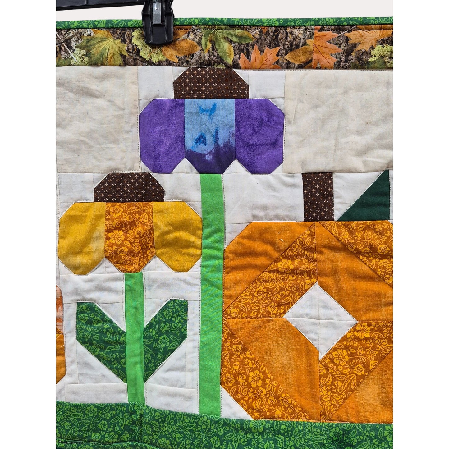 Handmade Floral & Pumpkin Patchwork Quilted Wall Hanging/Table Runner