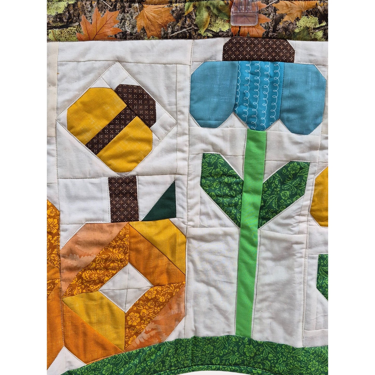 Handmade Floral & Pumpkin Patchwork Quilted Wall Hanging/Table Runner