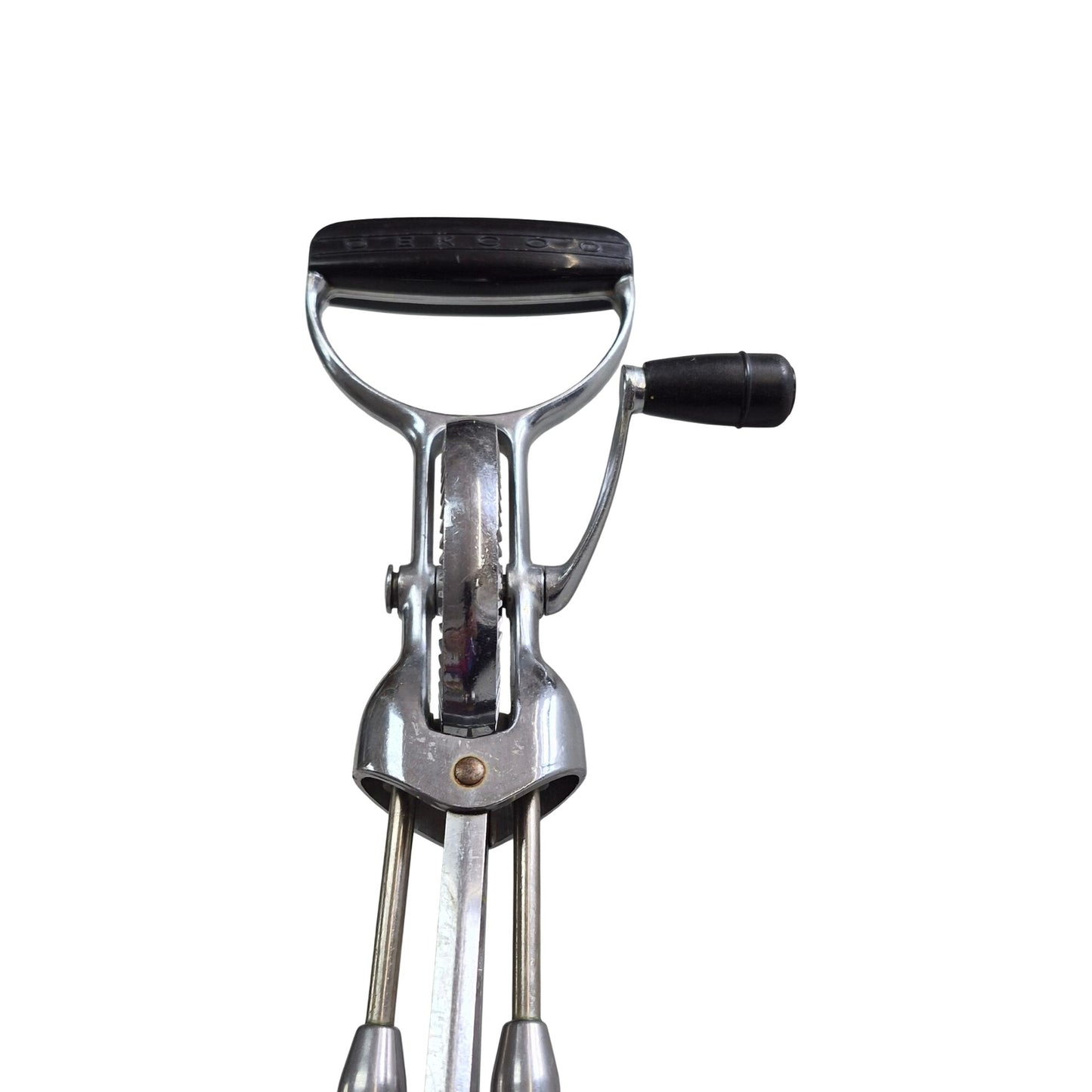 Vintage EKCO Hand Crank Egg Beater With Black Handle & Chrome Finish