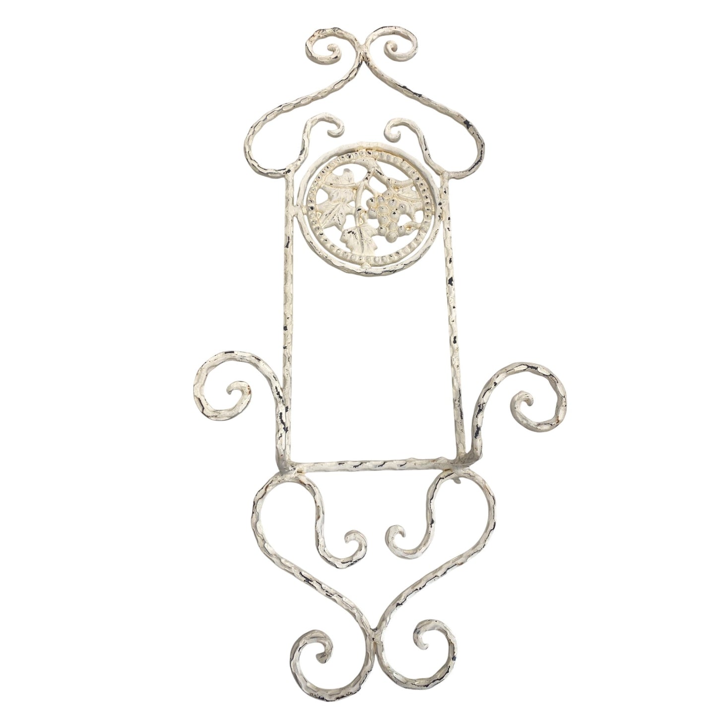 Vintage White Wrought Iron Metal Wall Sconce Scroll Design