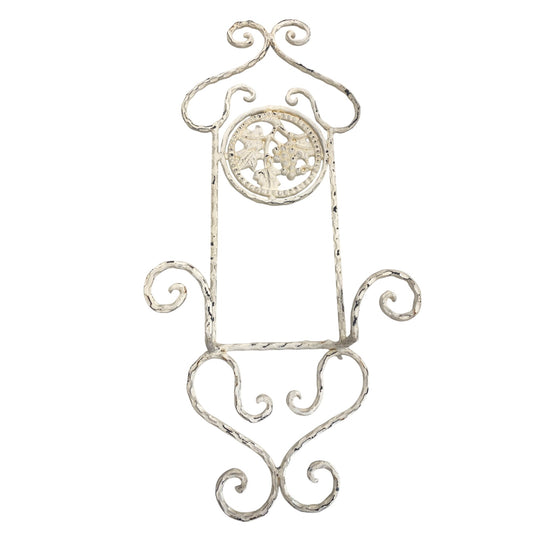 Vintage White Wrought Iron Metal Wall Sconce Scroll Design