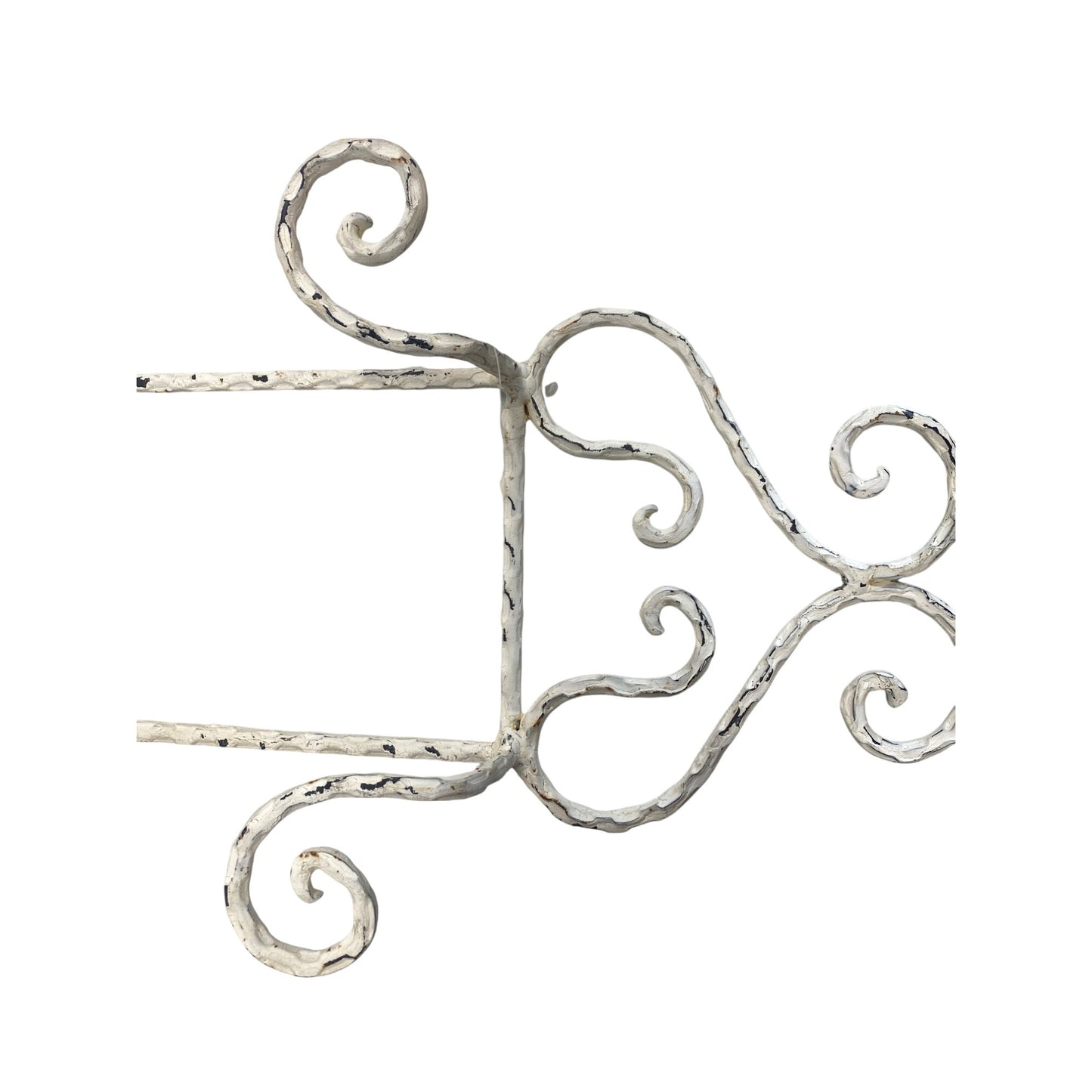 Vintage White Wrought Iron Metal Wall Sconce Scroll Design