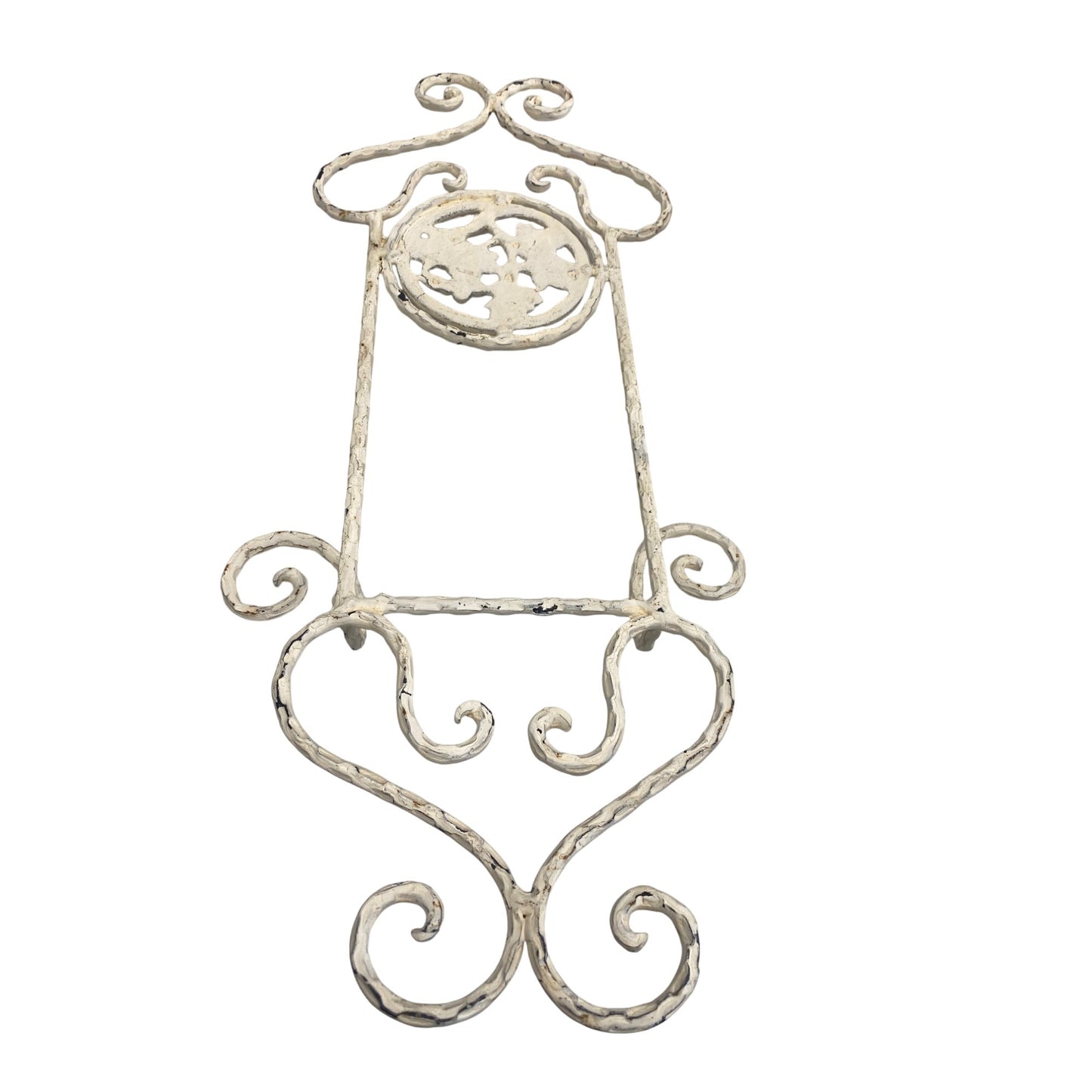 Vintage White Wrought Iron Metal Wall Sconce Scroll Design