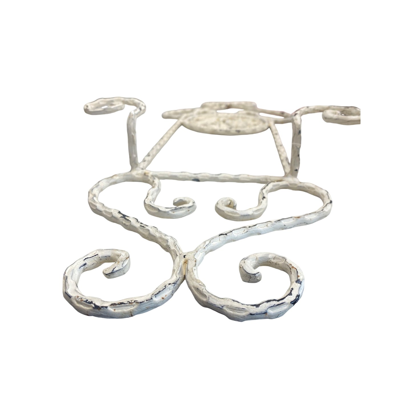Vintage White Wrought Iron Metal Wall Sconce Scroll Design