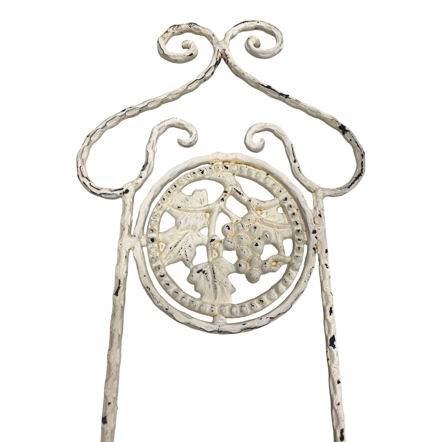 Vintage White Wrought Iron Metal Wall Sconce Scroll Design