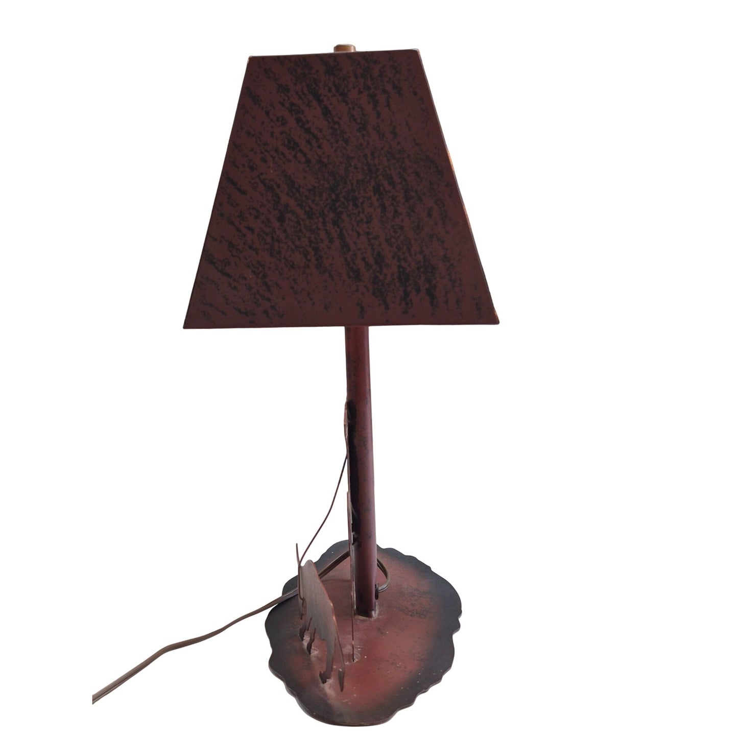 VTG Western Decor Cut Metal Bedside Table Lamp Rodeo Cowboy Boots Calf Roping