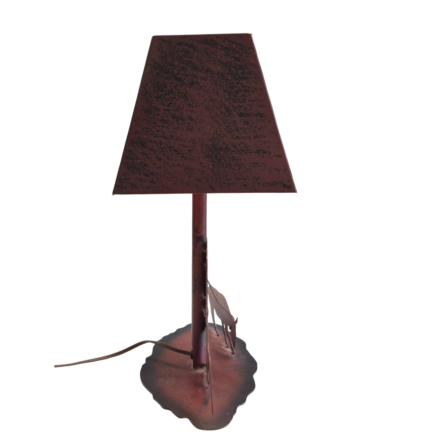 VTG Western Decor Cut Metal Bedside Table Lamp Rodeo Cowboy Boots Calf Roping