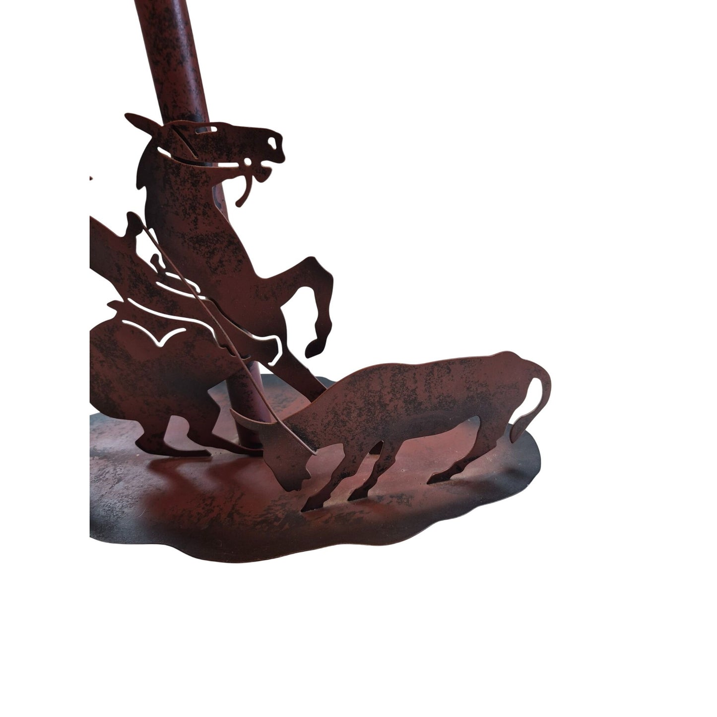 VTG Western Decor Cut Metal Bedside Table Lamp Rodeo Cowboy Boots Calf Roping