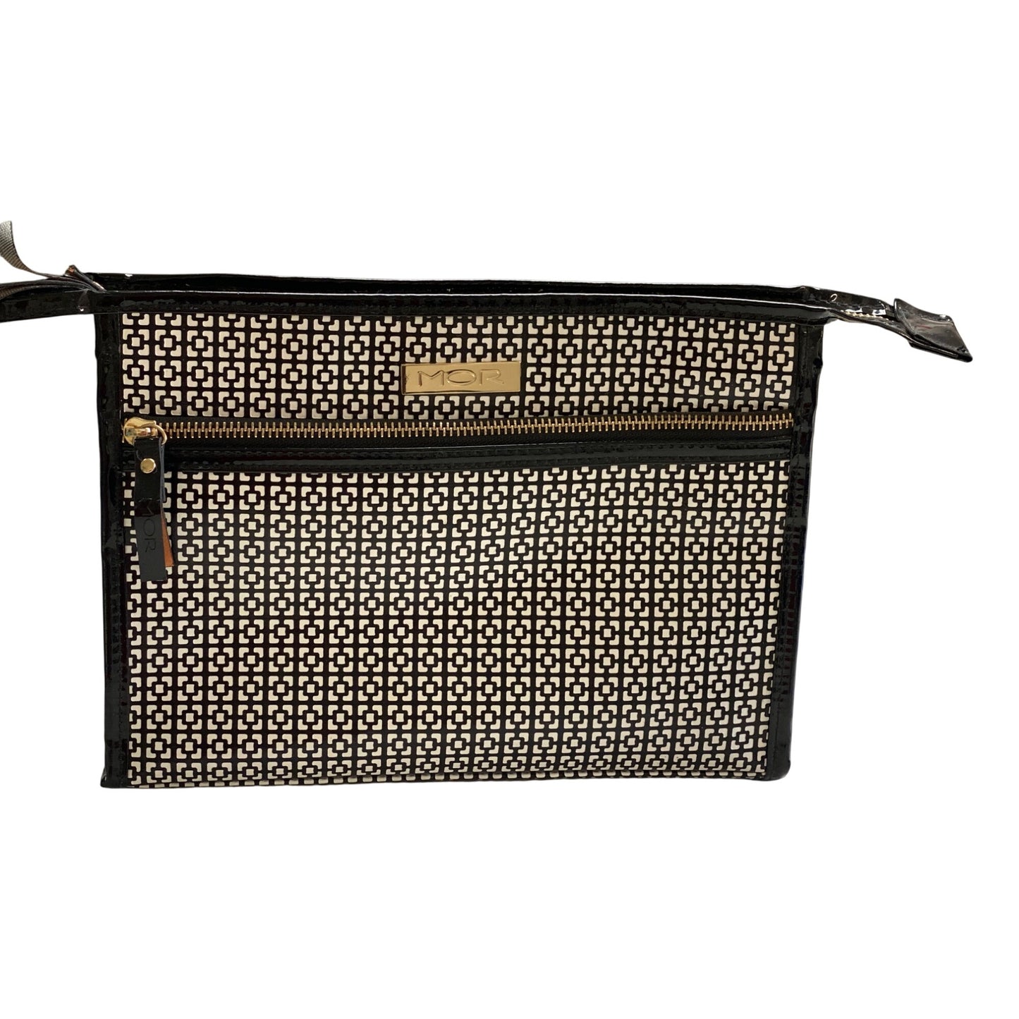 Mor Black & White Geometric Pattern Zip-Up Makeup Bag