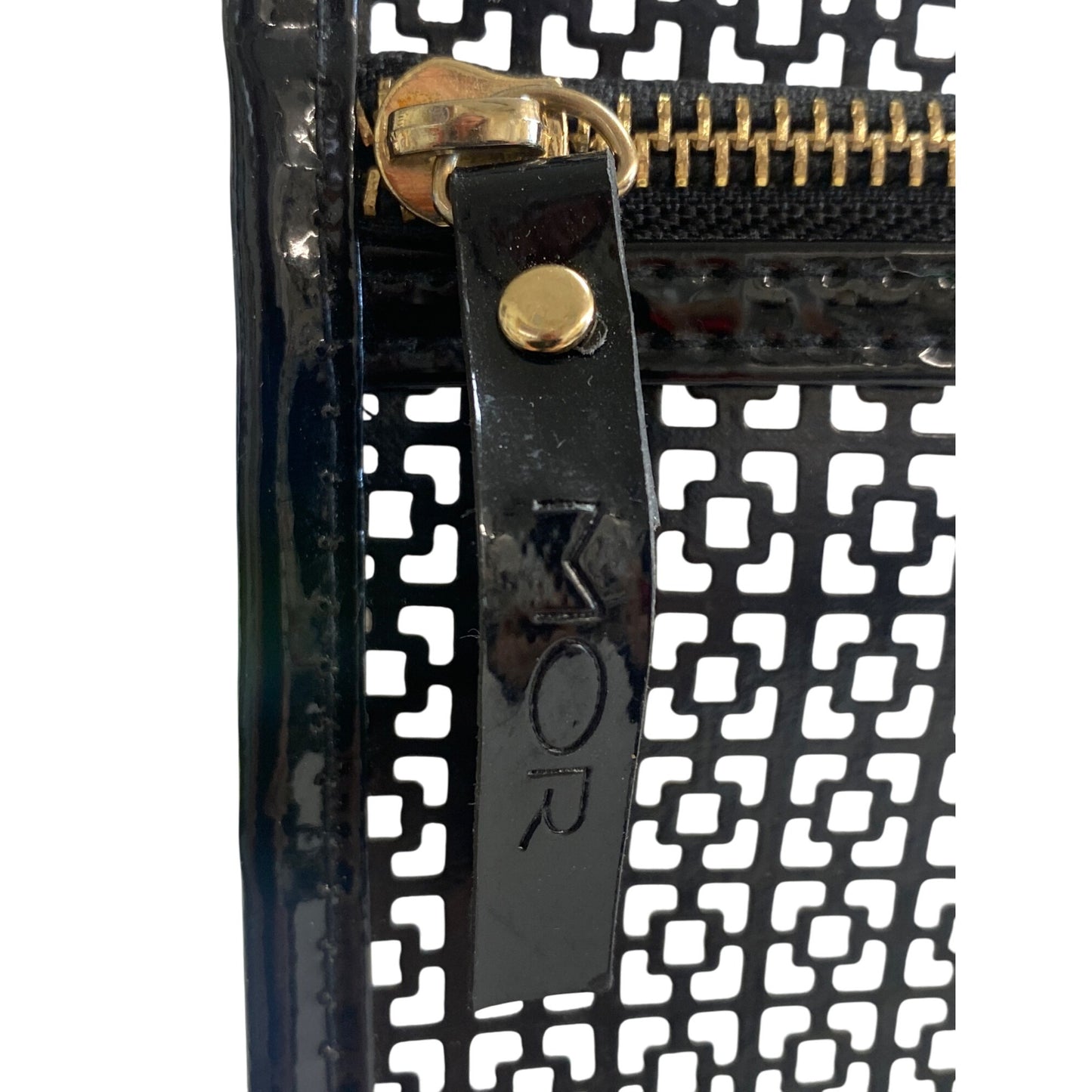 Mor Black & White Geometric Pattern Zip-Up Makeup Bag