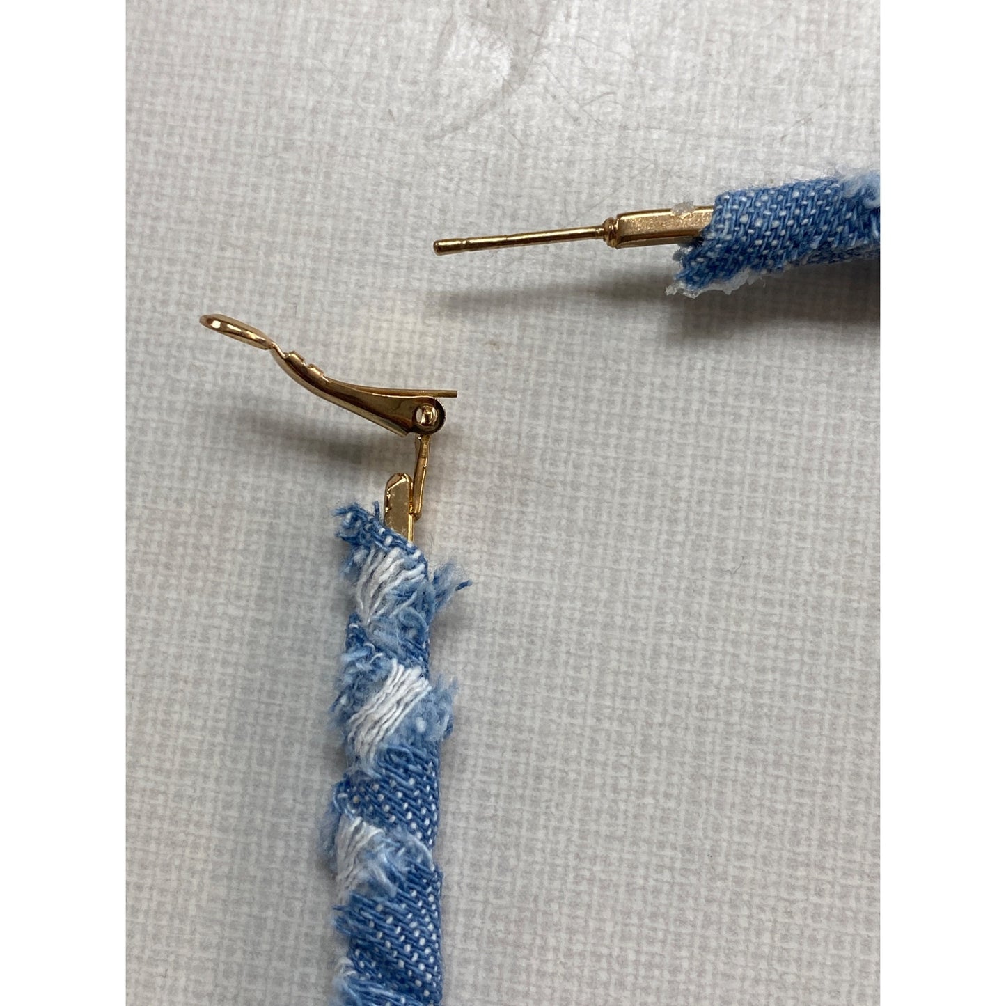 Square Denim Hoop Earrings With Gold-Tone Clasp