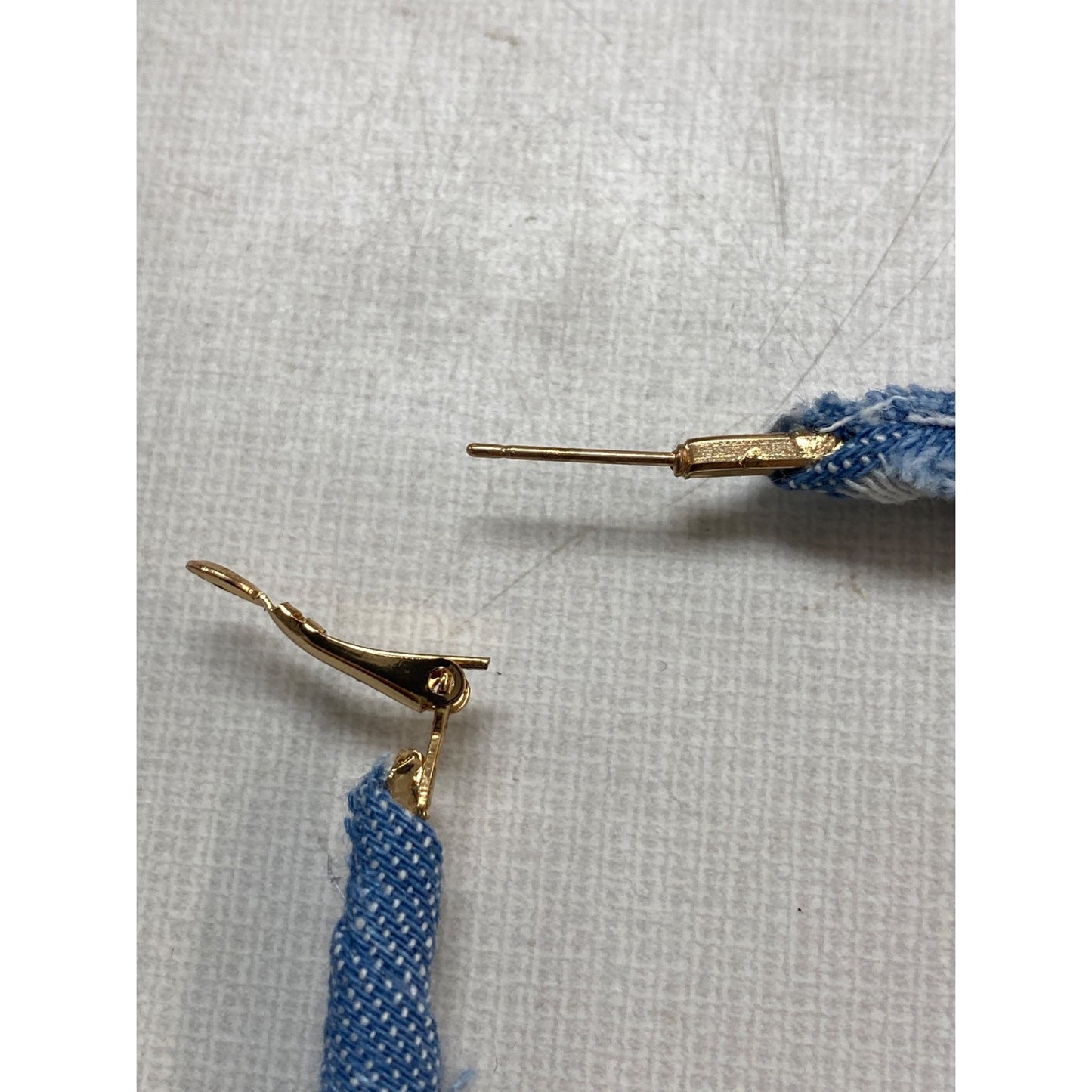 Square Denim Hoop Earrings With Gold-Tone Clasp