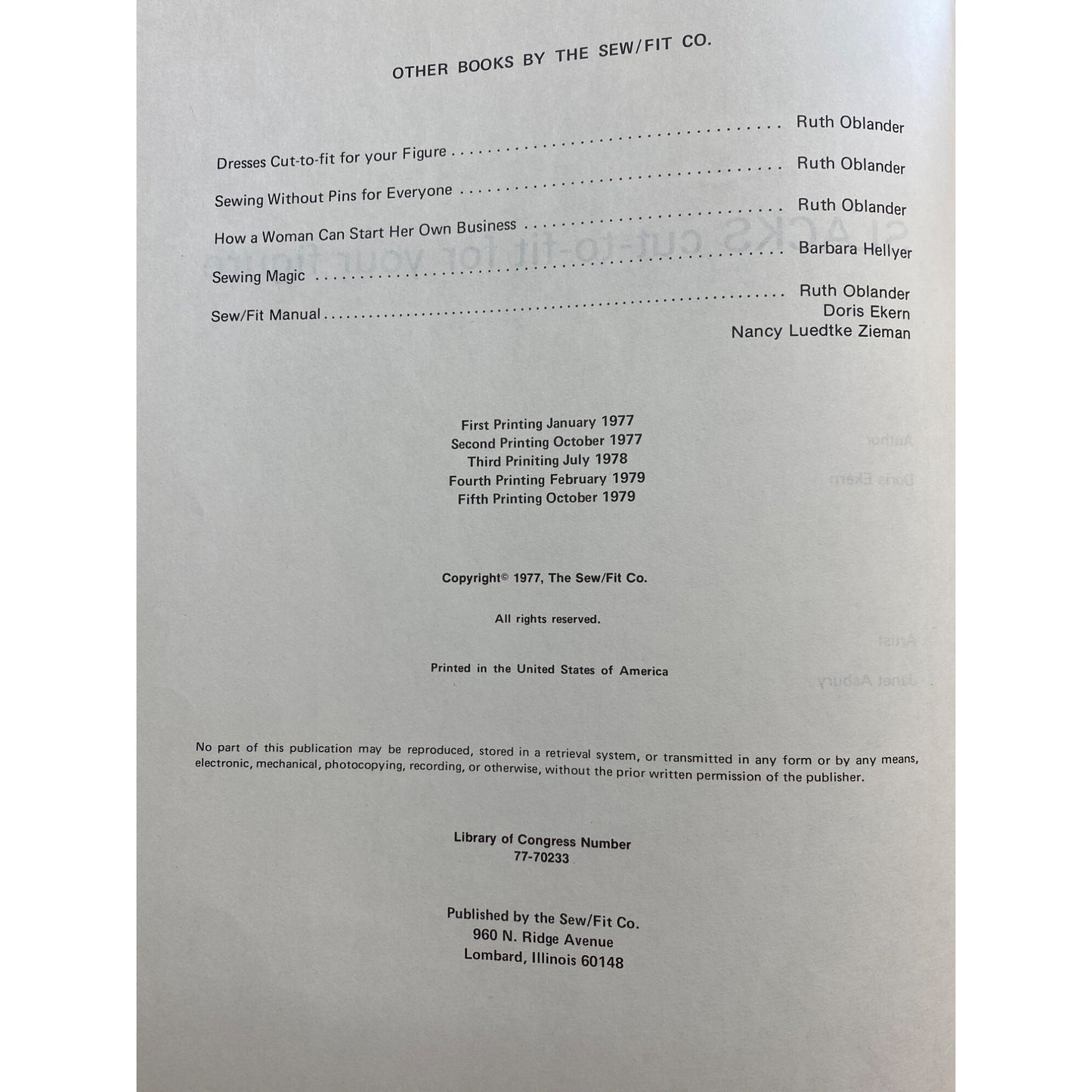 Slacks Cut-To-Fit For Your Figure Sewing Book By Sew/Fit Co.