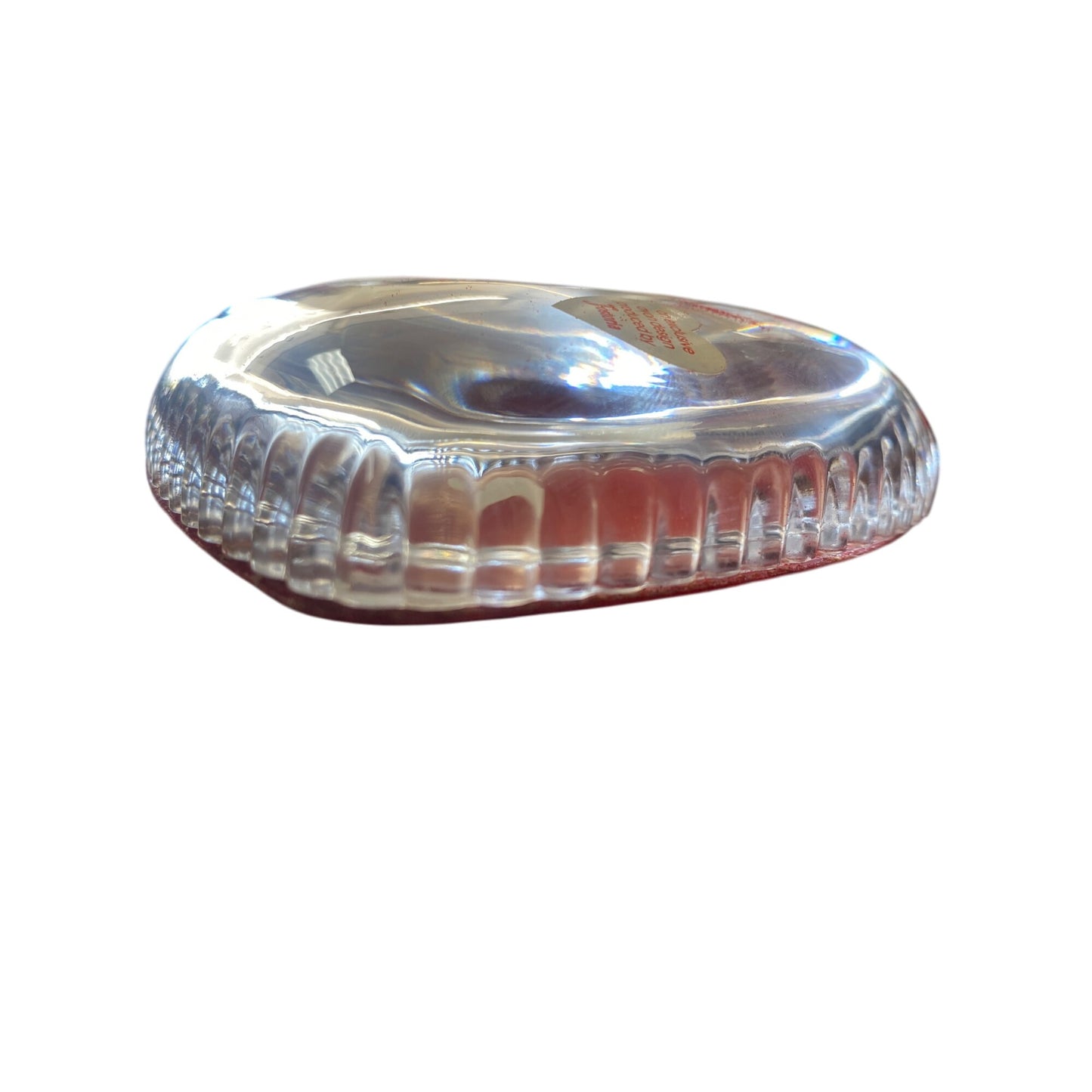 Vintage Avon Heart-Shaped Clear Paperweight With Red Velvet Backing & Inspirational Quote