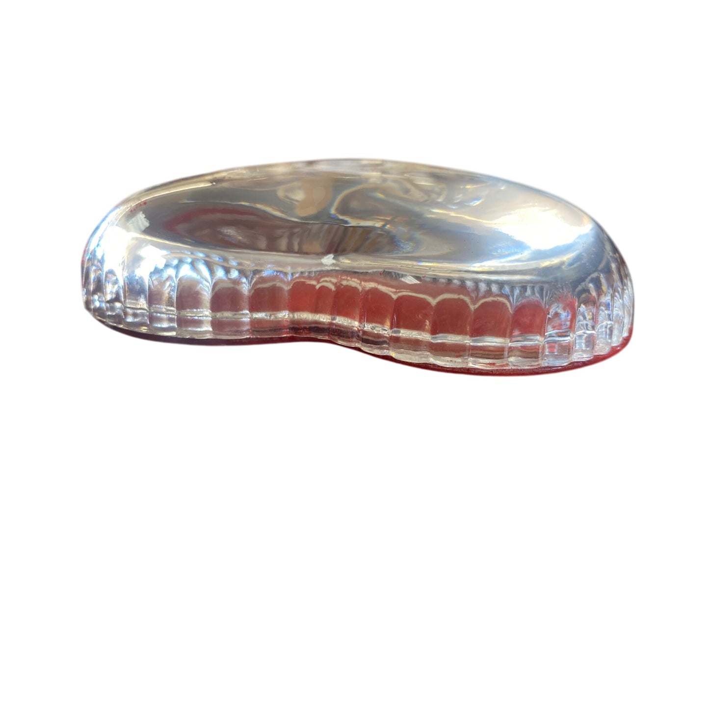 Vintage Avon Heart-Shaped Clear Paperweight With Red Velvet Backing & Inspirational Quote