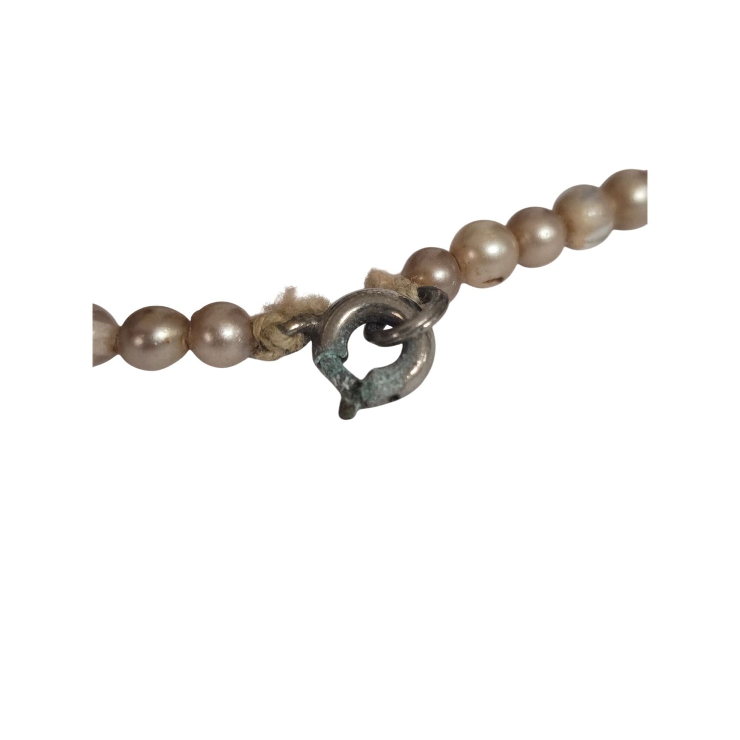 Vintage Pink & Cream Faux Pearl Necklace Marbled Beads