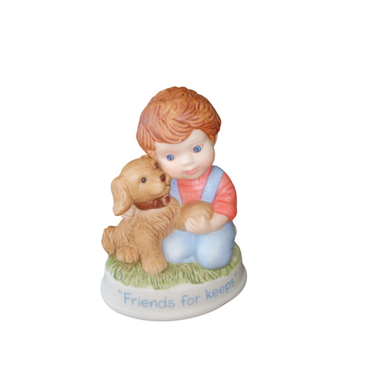 Avon Tender Memories "Friends For Keeps" Collectible Figurine 1991 With Boy & Dog Design