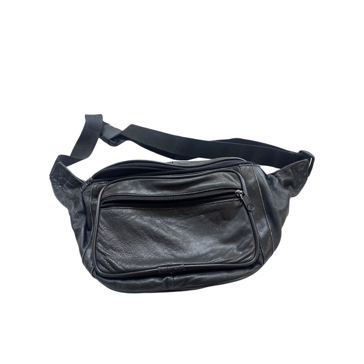 Black Leather Fanny Pack
