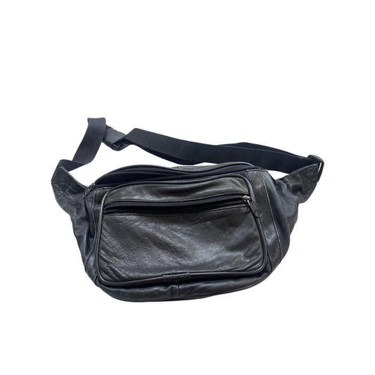 Black Leather Fanny Pack