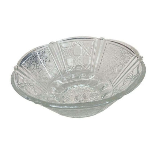 Pressed Glass Bowl FNG Vintage Clear Daisy 7"