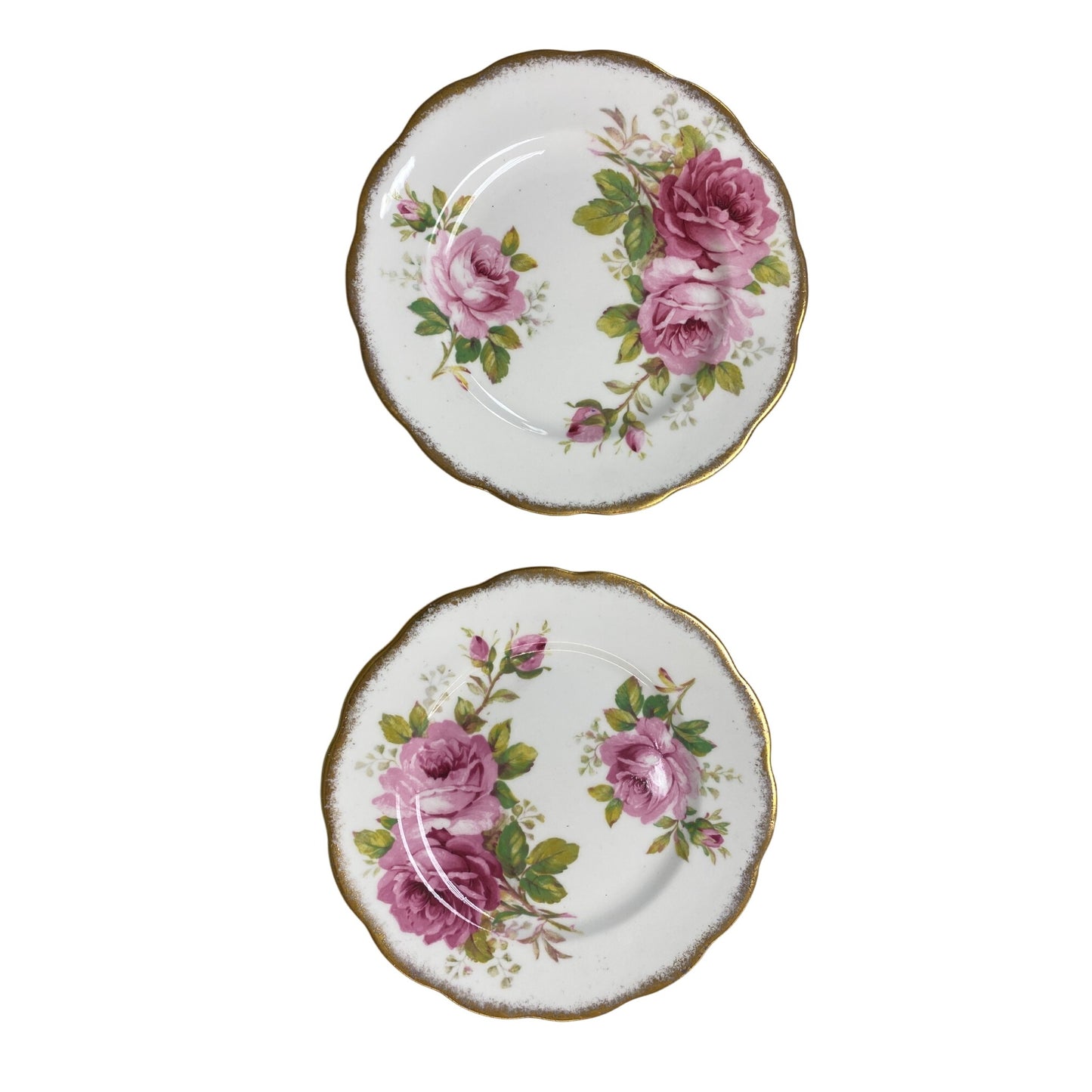 Royal Albert American Beauty Bone China Rose Pattern Dessert Plates Set Of 2