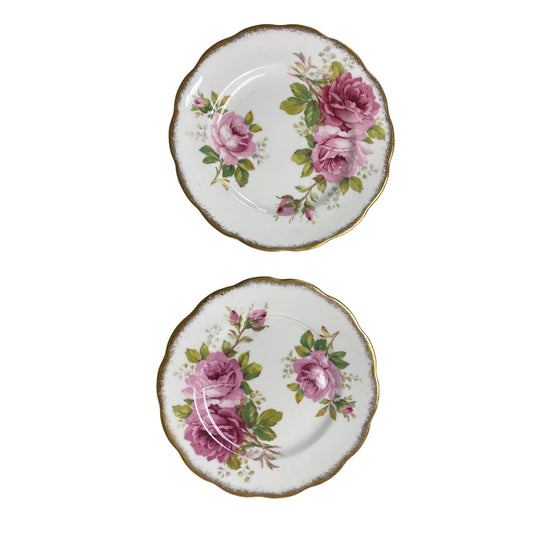Royal Albert American Beauty Bone China Rose Pattern Dessert Plates Set Of 2