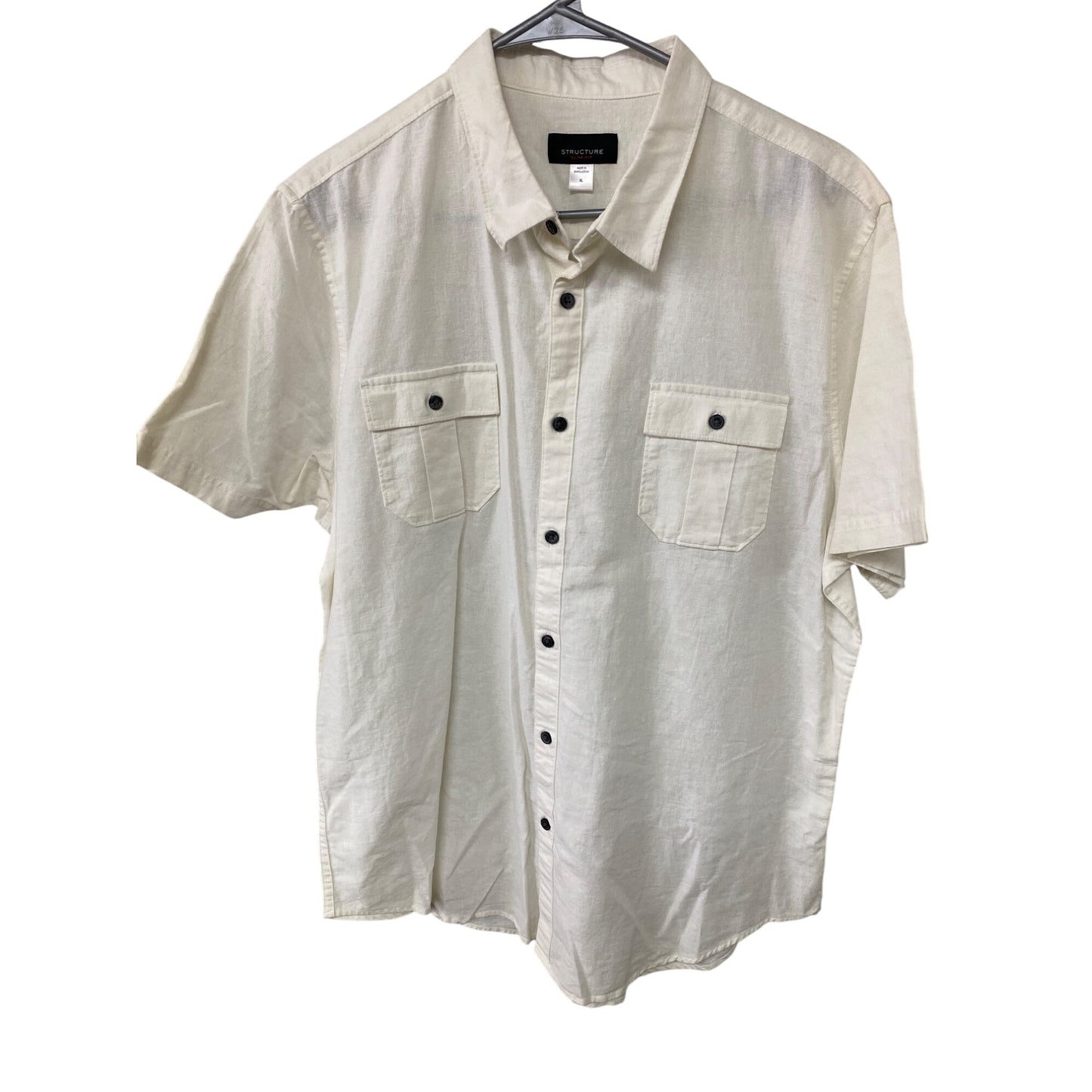 Structure Mens Short Sleeve Shirt Slim Fit Beige XL