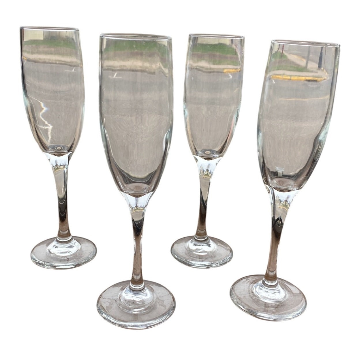 Set Of 4 Elegant Clear Champagne Flutes