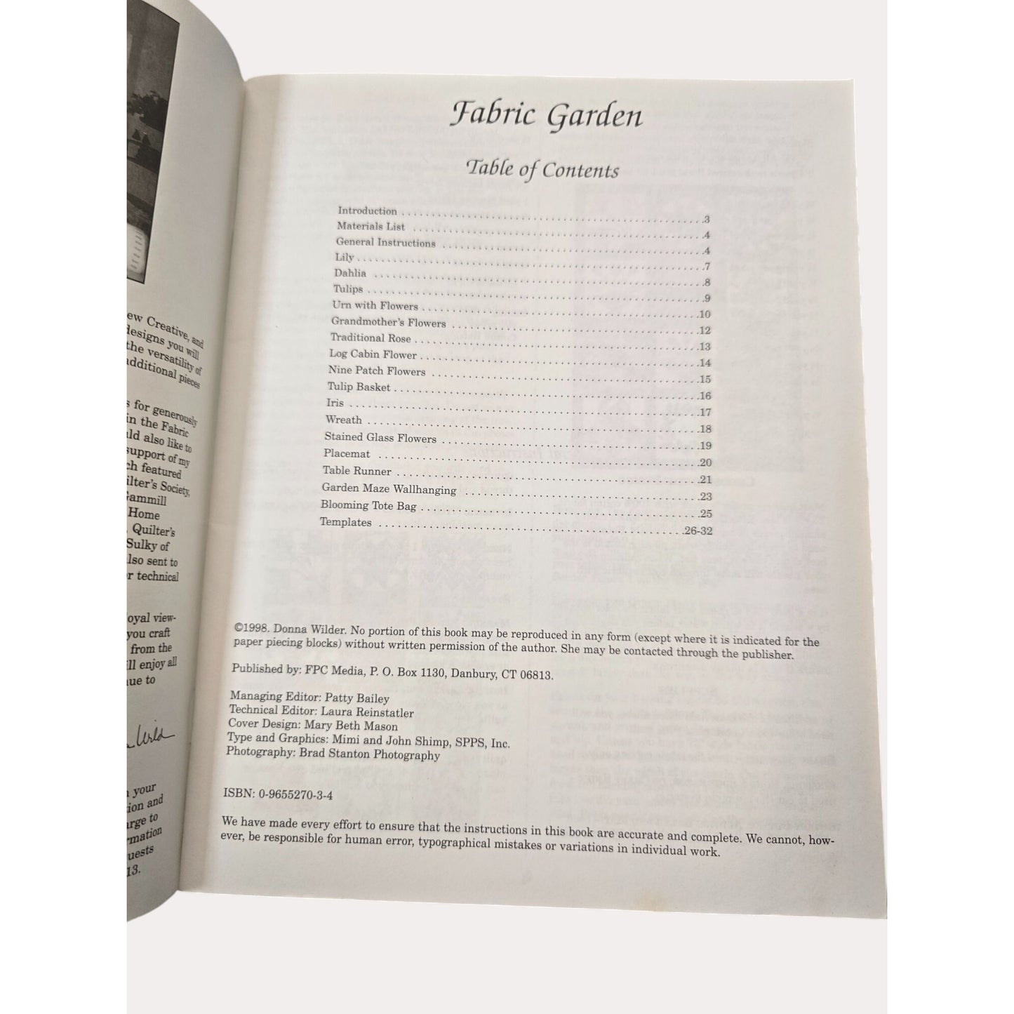 Fabric Garden Quilt Pattern Book By Donna Wilder Patchwork & Applique Instructions For Wall Hangings & More