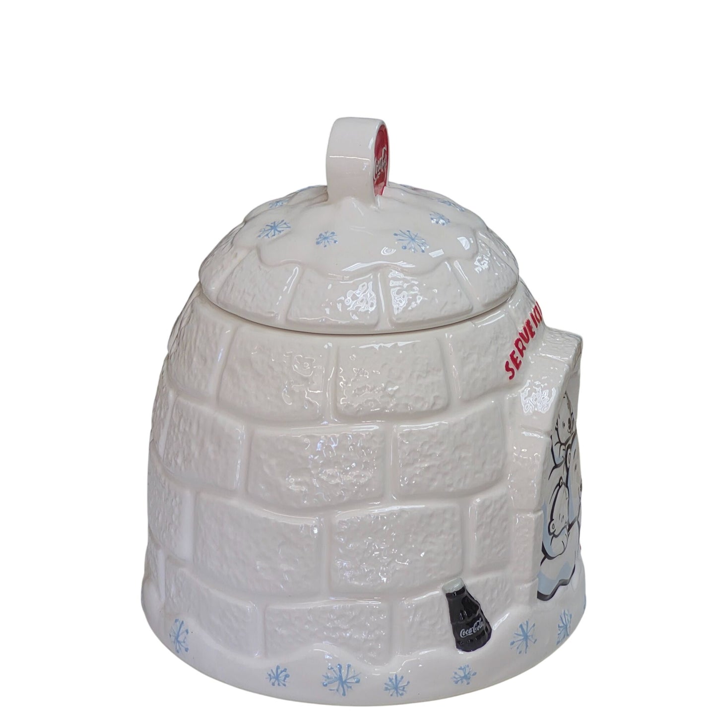 Coca-Cola Igloo Cookie Jar 2005 White Polar Bear Porcelain