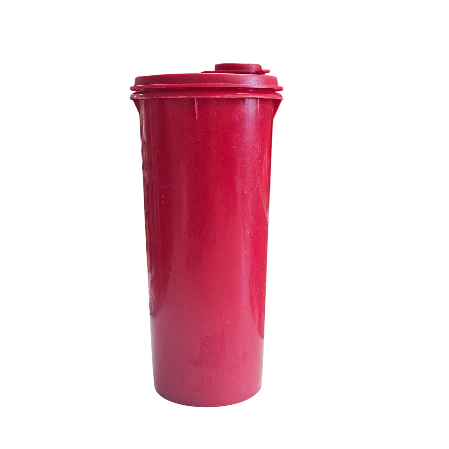 Tupperware Red Tall Cylinder Container With Lid 262-13