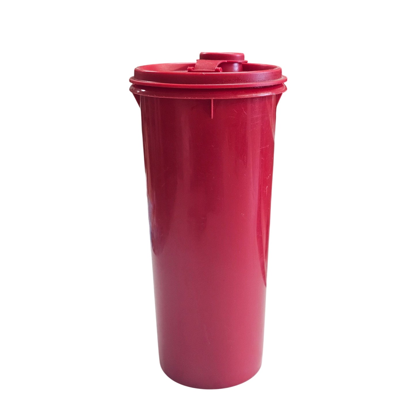 Tupperware Red Tall Cylinder Container With Lid 262-13