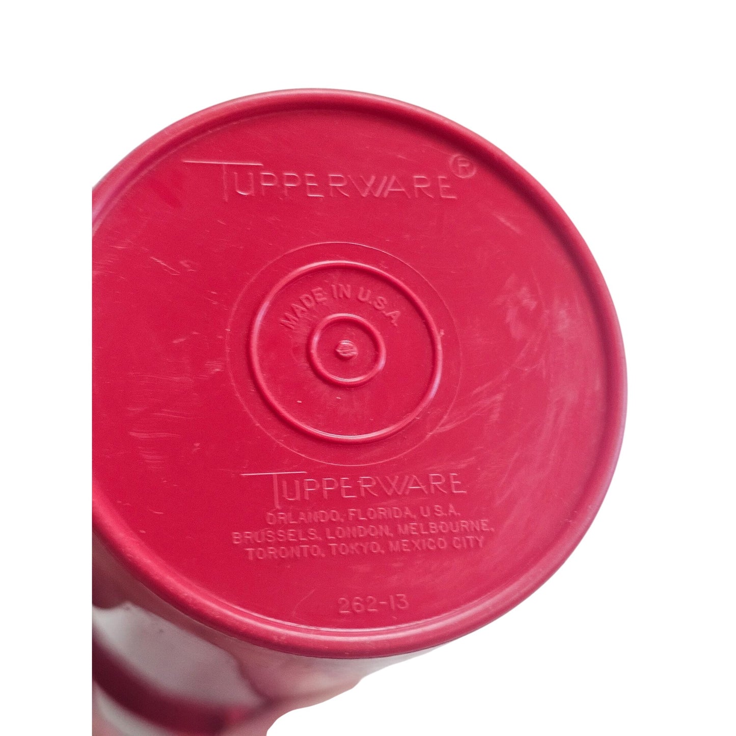 Tupperware Red Tall Cylinder Container With Lid 262-13