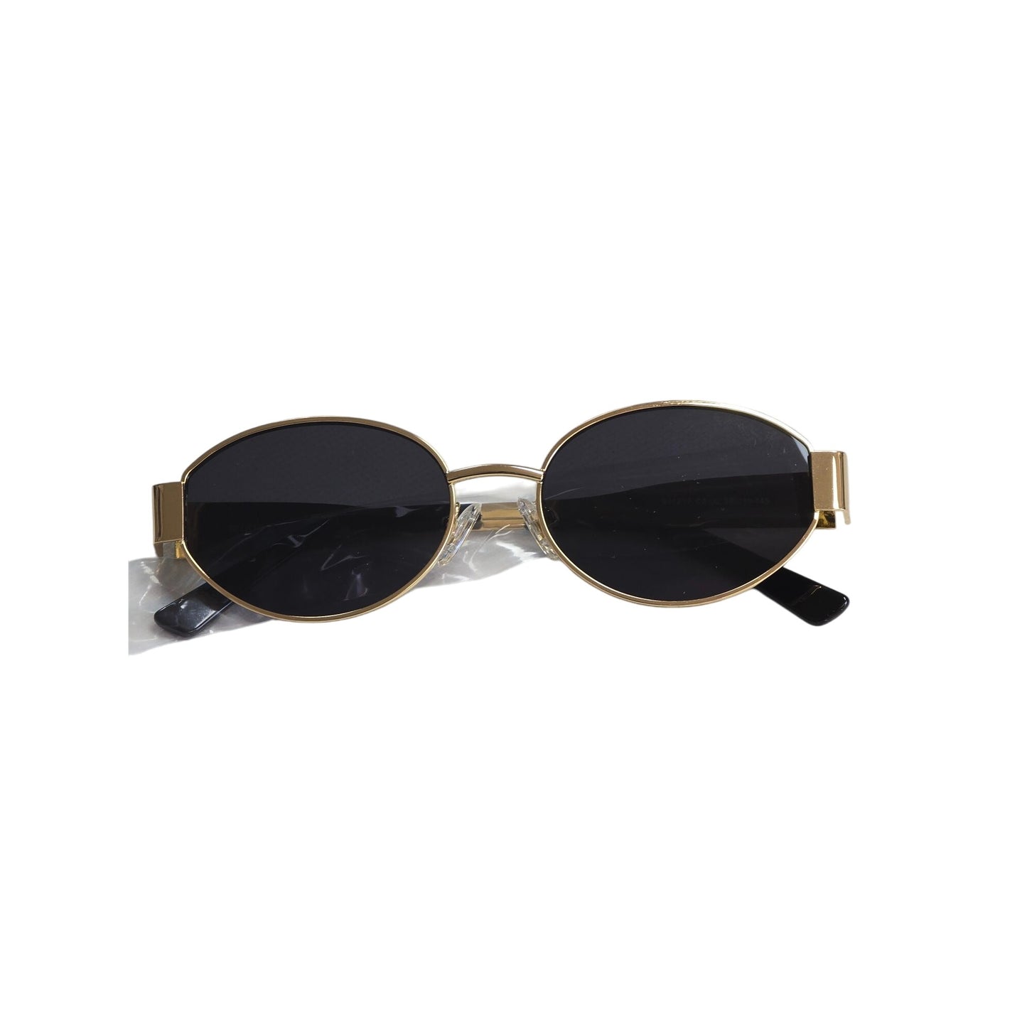NEW Sojos Oval Sunglasses UV400 Gold Frame Black Lens Unisex SJ1217 CS