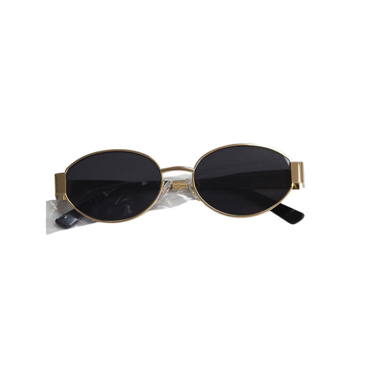 NEW Sojos Oval Sunglasses UV400 Gold Frame Black Lens Unisex SJ1217 CS