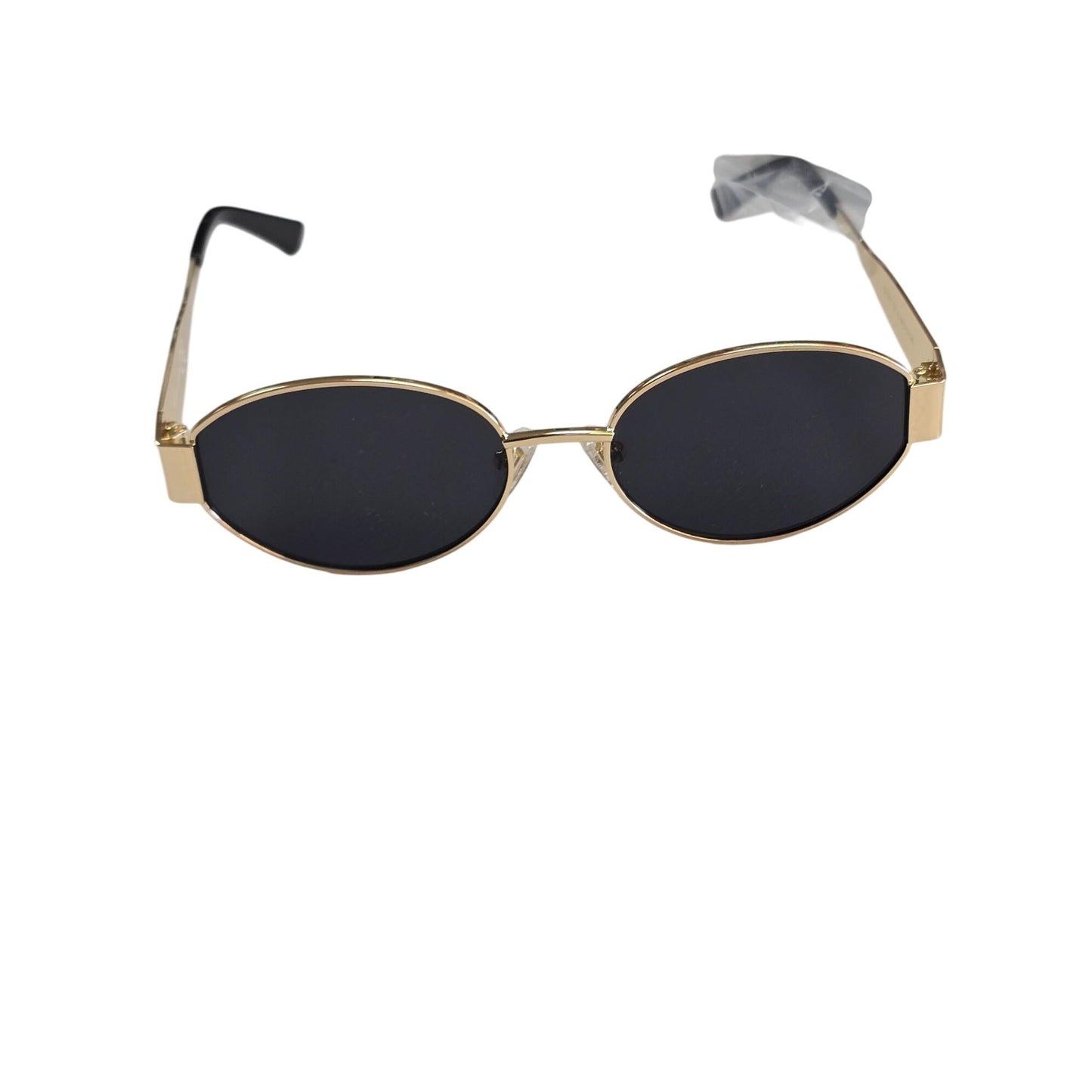 NEW Sojos Oval Sunglasses UV400 Gold Frame Black Lens Unisex SJ1217 CS