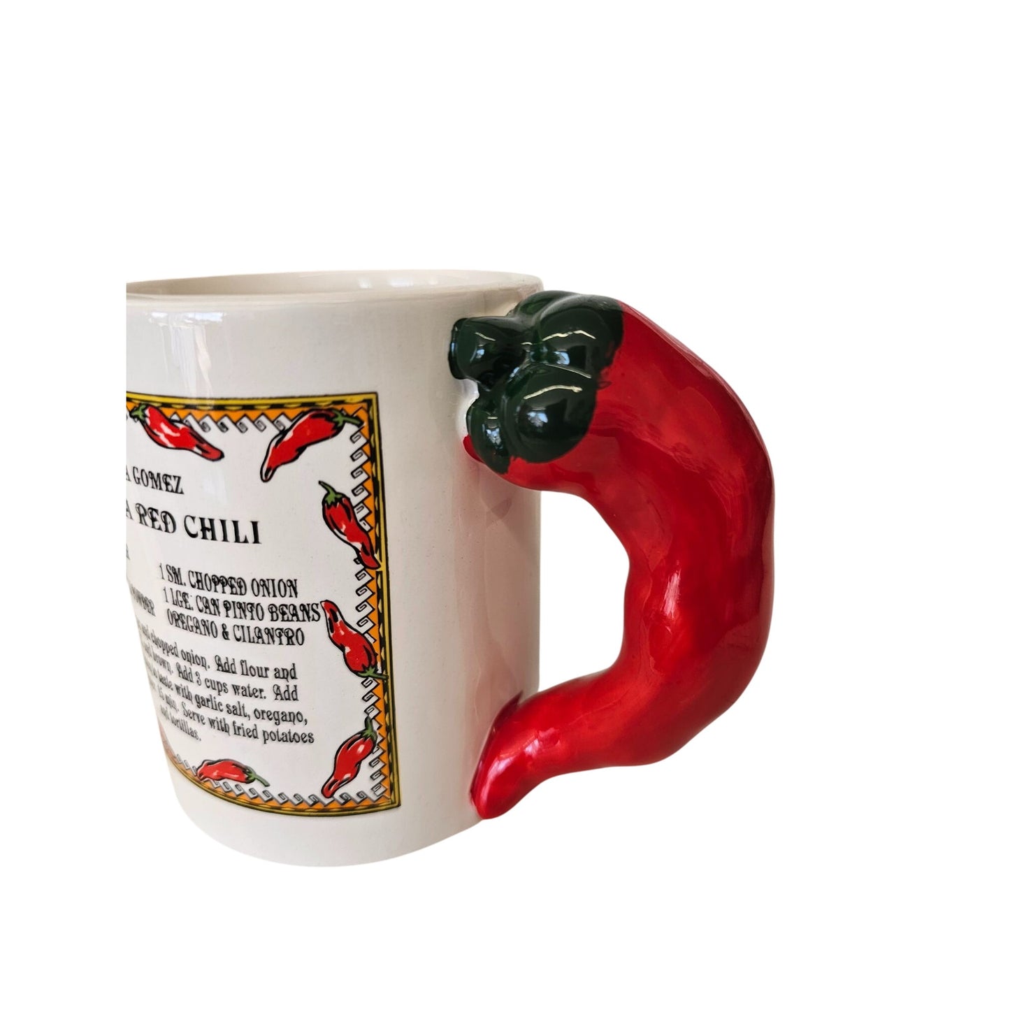 Chili Pepper Handle Mug With Arizona Red Chili Recipe Ceramic