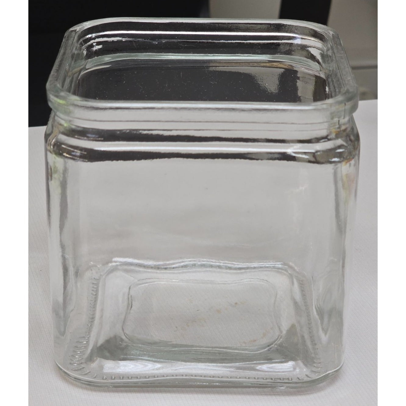 Square Clear Glass Storage Jar With Wide Mouth For Easy Access - Ideal For Pantry Office Or Crafts
