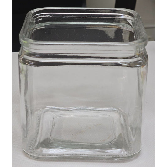 Square Clear Glass Storage Jar With Wide Mouth For Easy Access - Ideal For Pantry Office Or Crafts