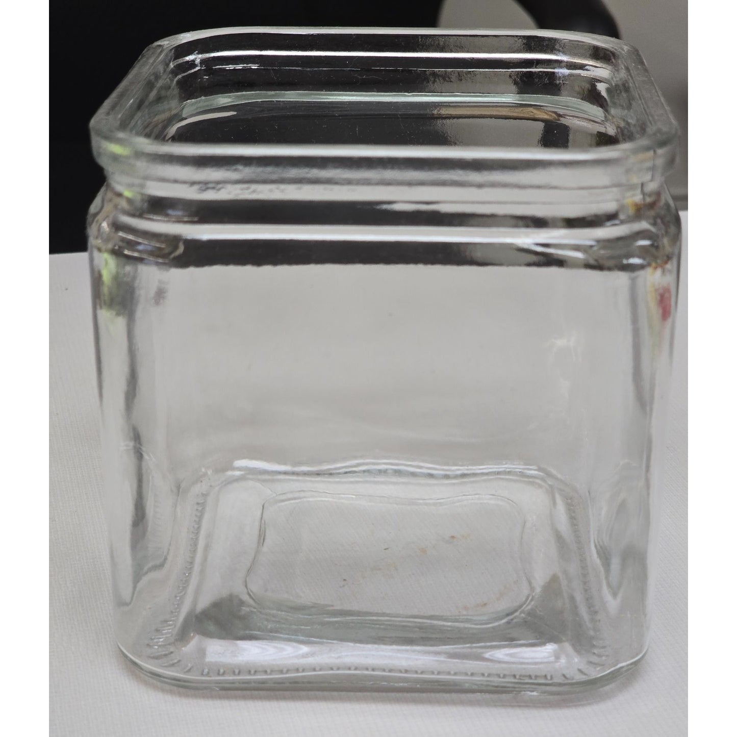 Square Clear Glass Storage Jar With Wide Mouth For Easy Access - Ideal For Pantry Office Or Crafts