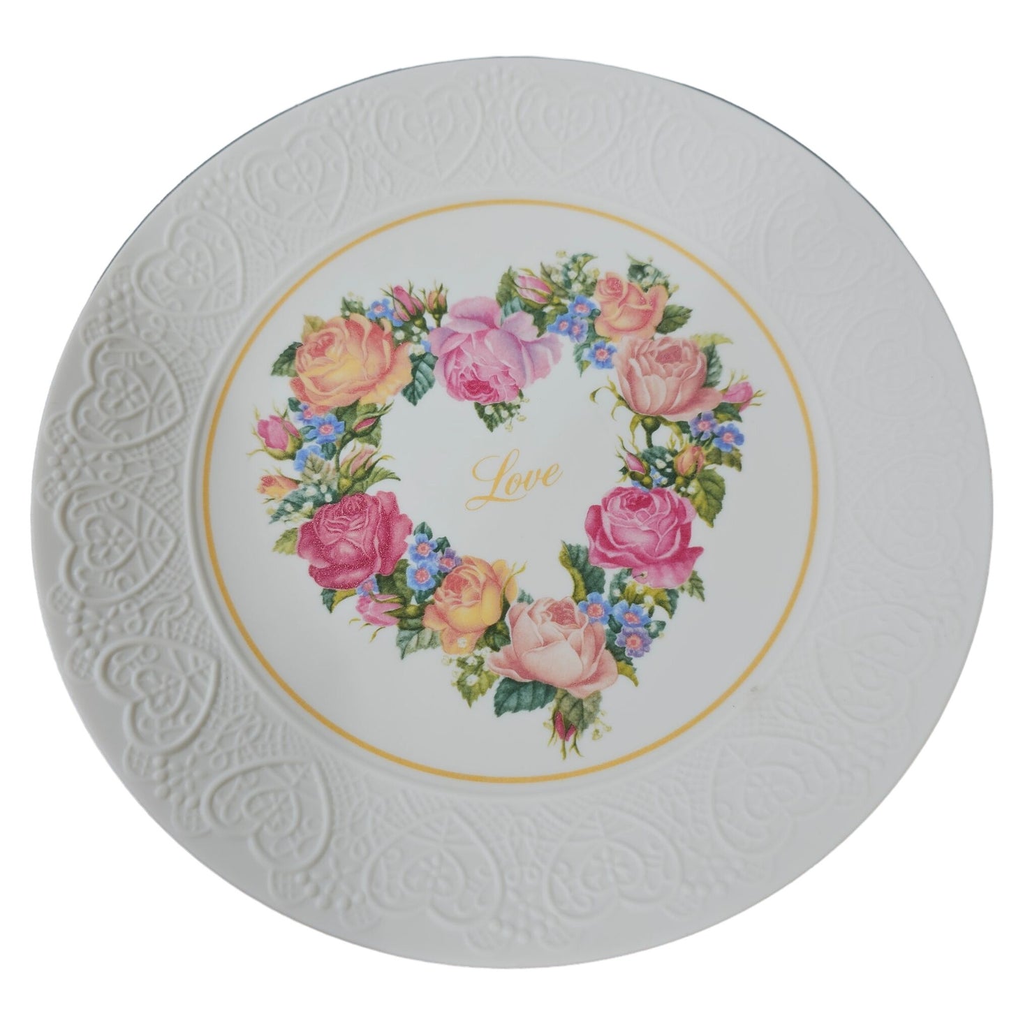 Avon A Bouquet of Love Heart Floral Rose Porcelain Collector Plate Vintage 1987
