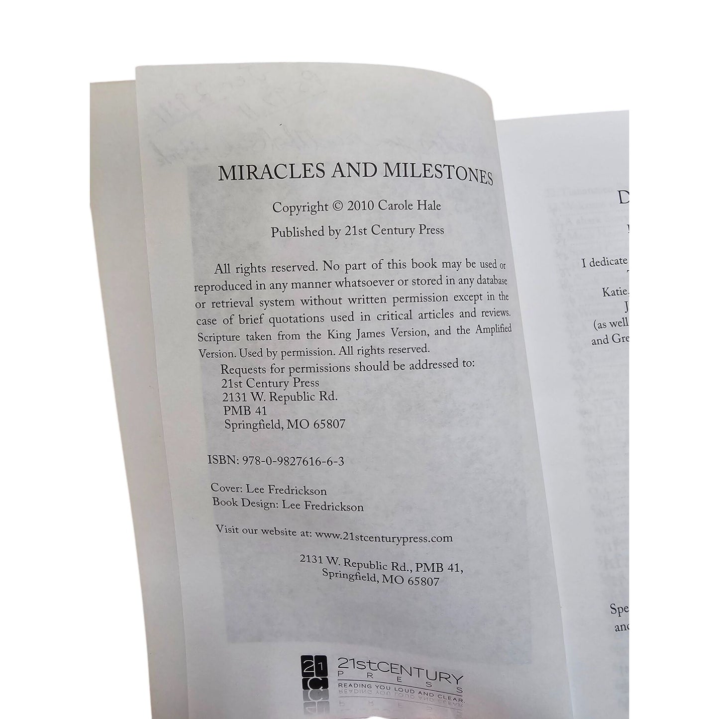 Miracles & Milestones Book By Carole Hale Missionary Story For Gods Glory Paperback
