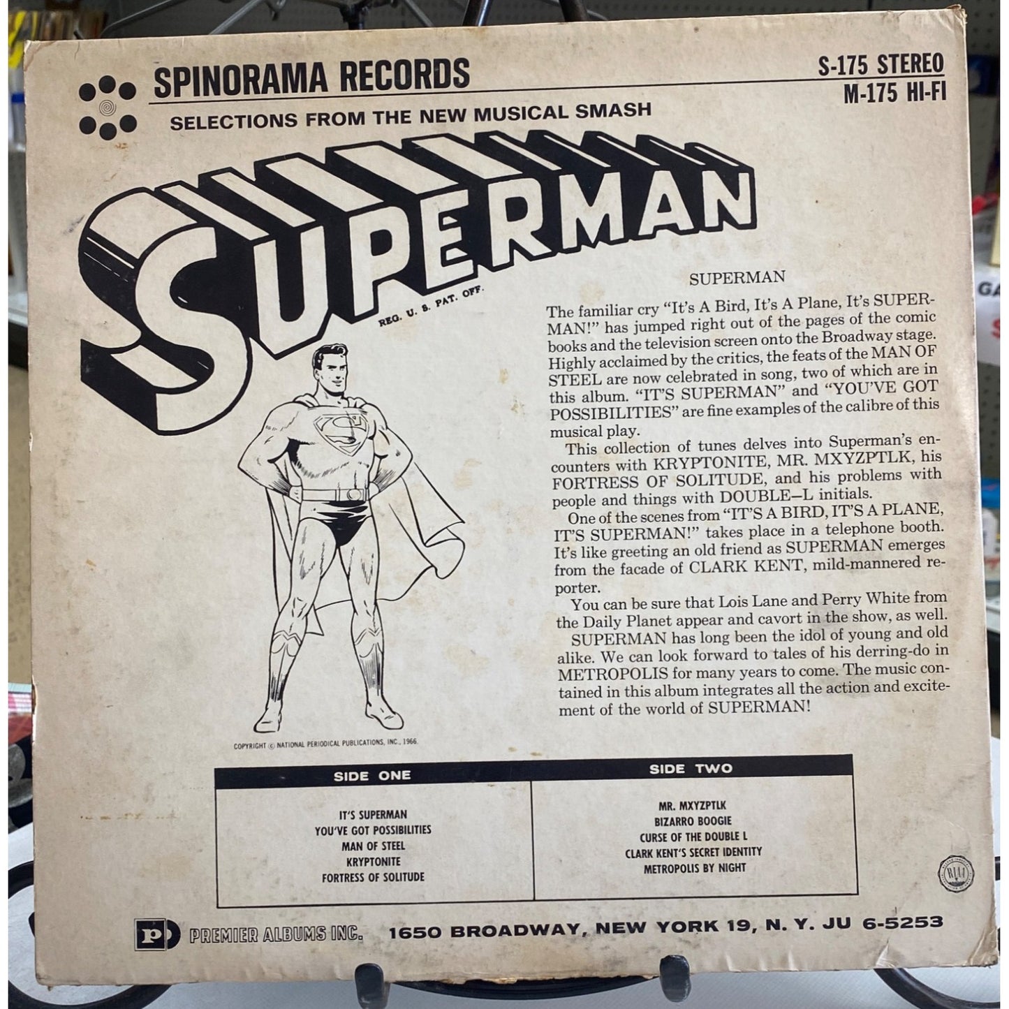 Selections From The New Musical Smash Superman Vinyl Record By The Supermen Spinorama Records 1966 Stereo