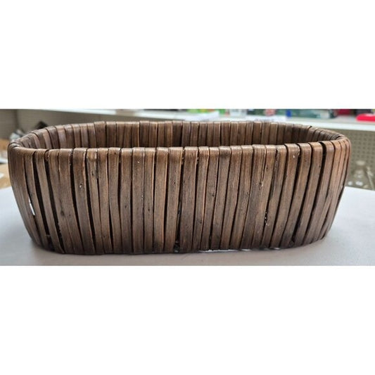 Vintage Oval Handwoven Wood Strip Basket 12"