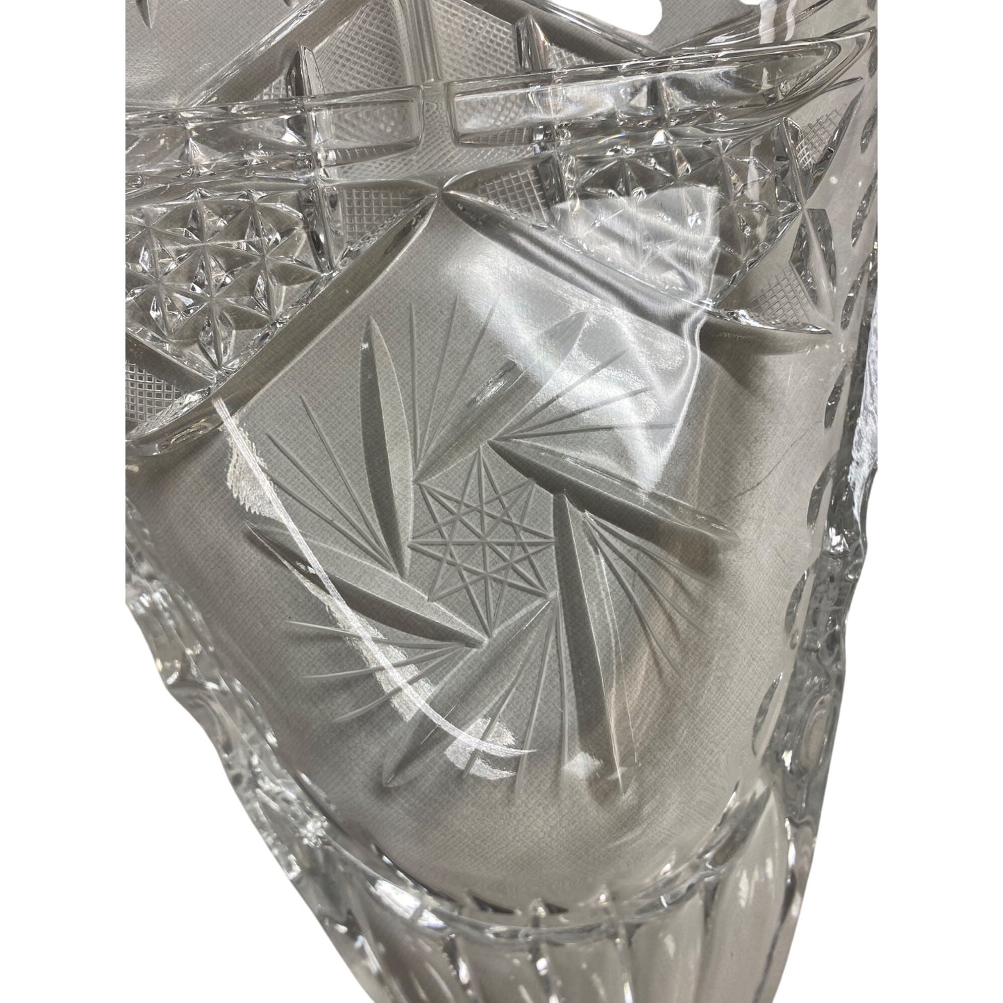 Vintage Crystal Cut Glass Divided Relish Dish